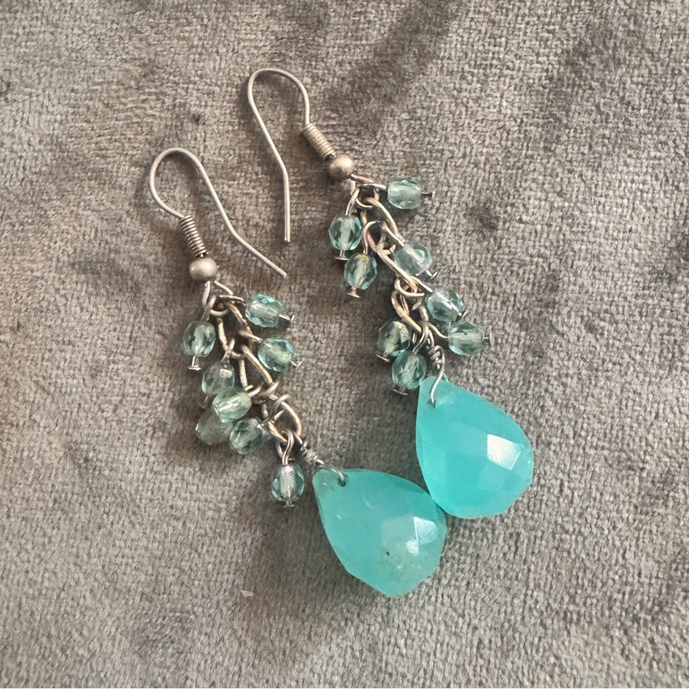 Glass bead dangle earrings